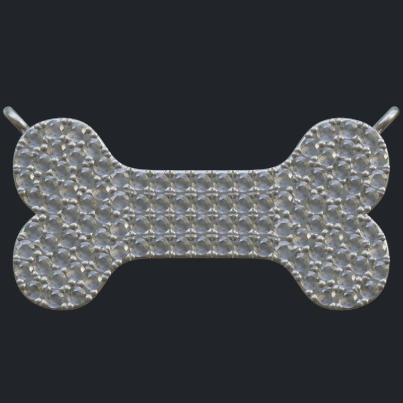 Dog Bone Diamond Pendant - Front