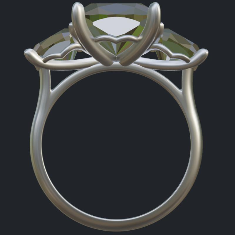 Three Cushion Cut Ring - Profile