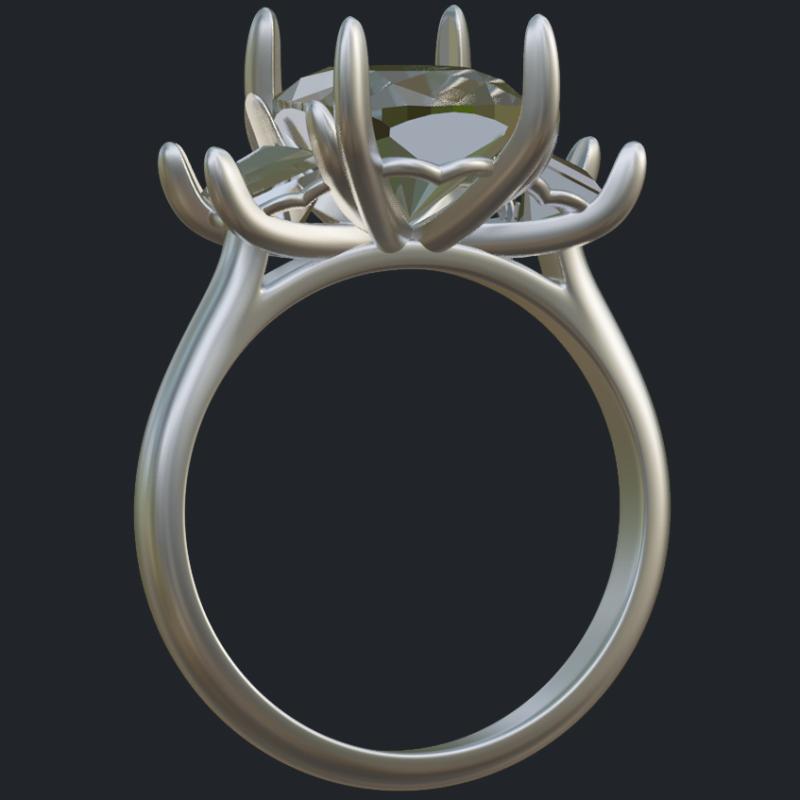 Elongated Cushion With 2 Trapezoids Ring - Profile