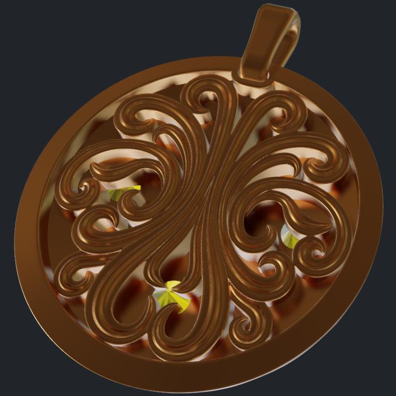 Hammered Finish Pendant With Gemstones - Back