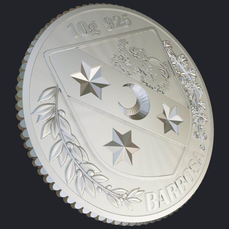 10g Silver Coin With Lion King &amp; Tavares Barbosa Family Crest