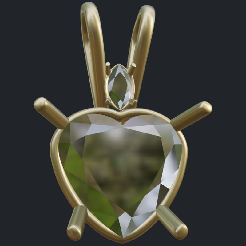 Heart Shape Morganite Gold Pendant - Front
