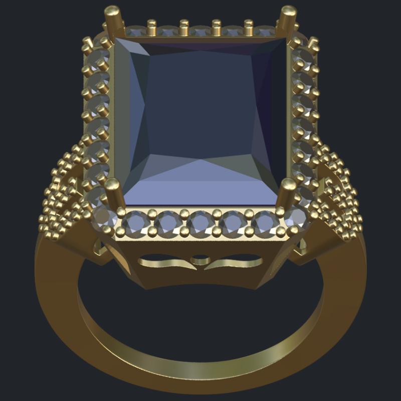 Blue Topaz And Round Diamonds Ring - Top