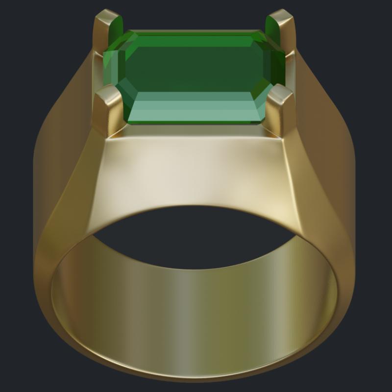 Smooth Transition from Shank to Prongs Emerald Ring - Top