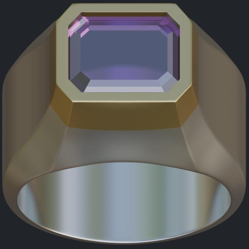 Silver &amp; 14k Bezel Set Amethyst Ring - Top