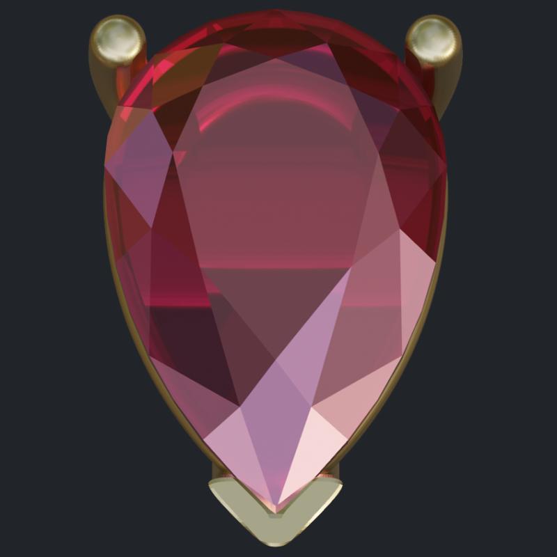 Prong Setting for Pear Garnet Earring - Top