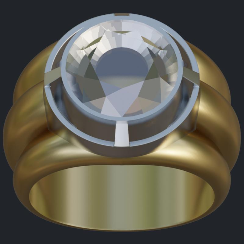 Diamond Two-Tone Men's Ring - Top