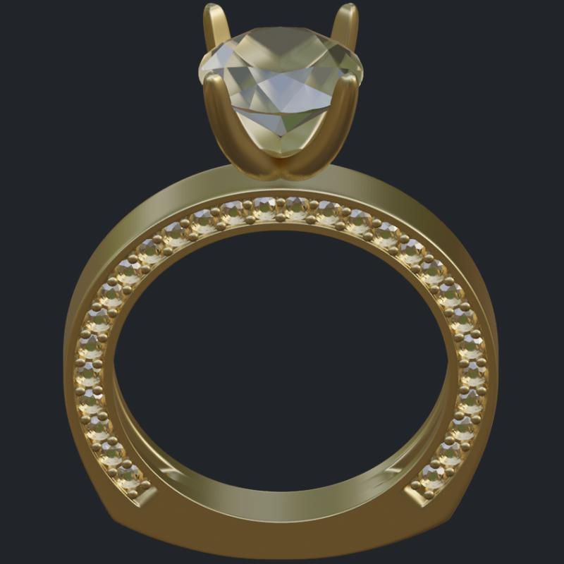 Diamond Engagement Ring With European Shank - Profile