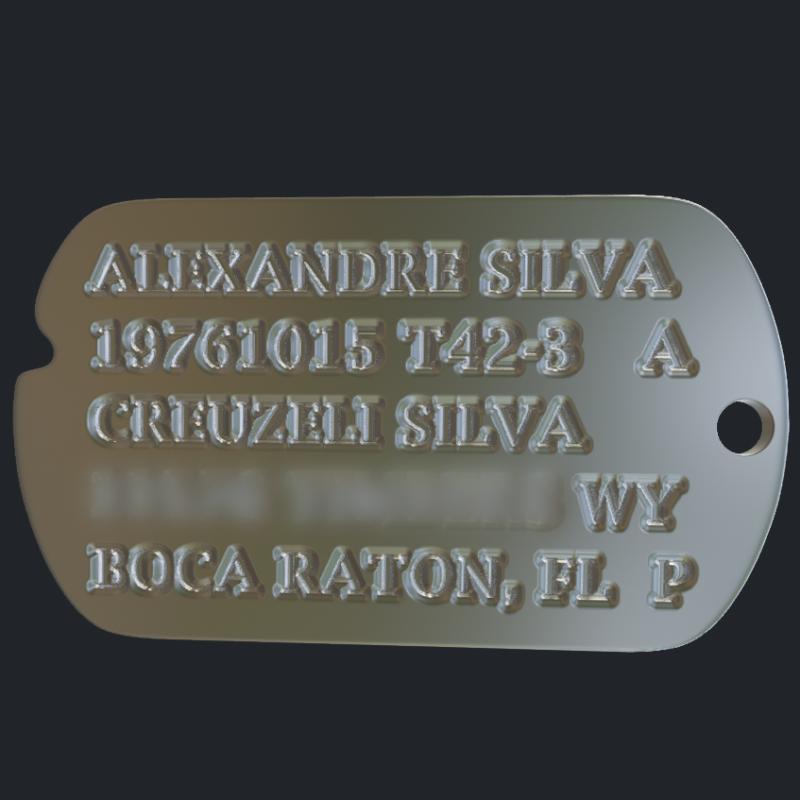 Alexandre Spartan Name Tag Pendant - Back
