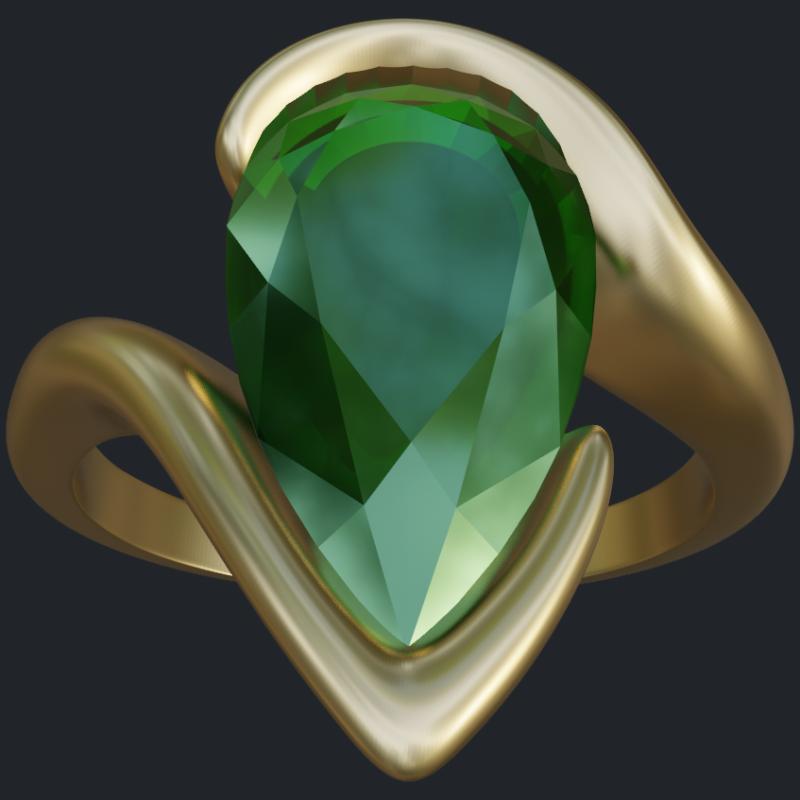 Pear Shape Emerald Ring - Top