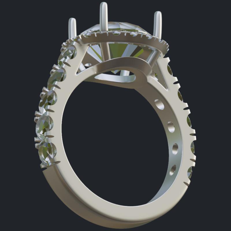 Cathedral Halo Engagement Ring With Round Gallery - Profile