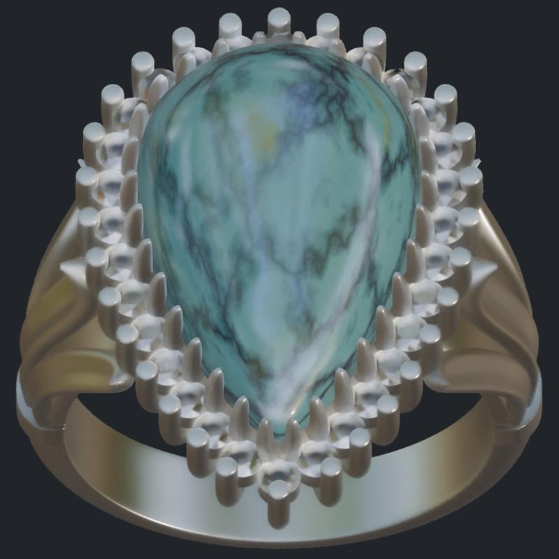 Pear Shape Opal &amp; Diamond Halo Ring - Top
