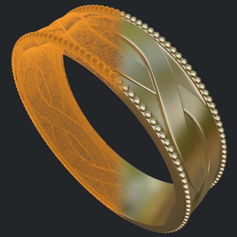 Figure Eight Men's Ring With Milgrain - 3D
