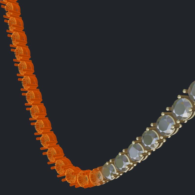 6.5 mm Round Diamond Necklace Link - 3D