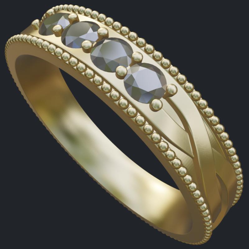 4 Diamonds Figure Eight Ring With Milgrain - Main