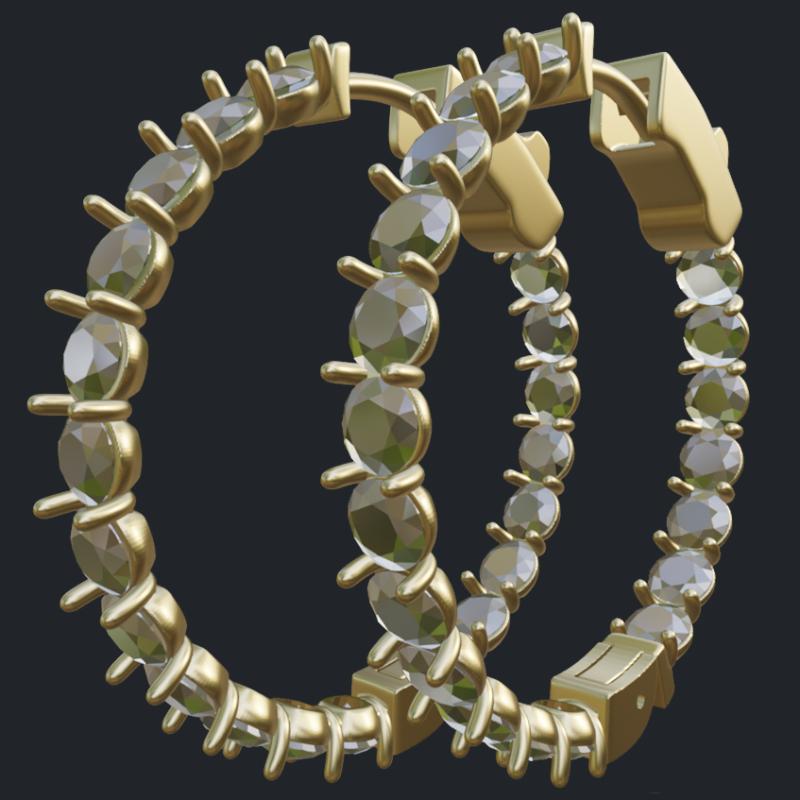 28.0 mm Tall Inside-Out Round Hoop Earrings - Dia Size 3.0mm - Main