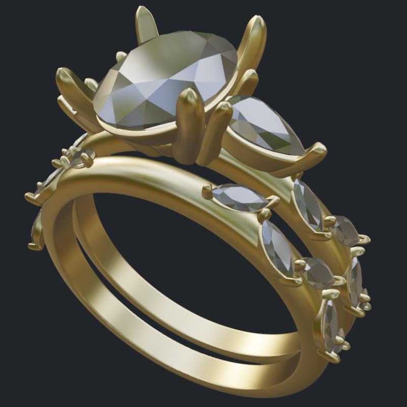 Matching Band with Marquise Accents - Main