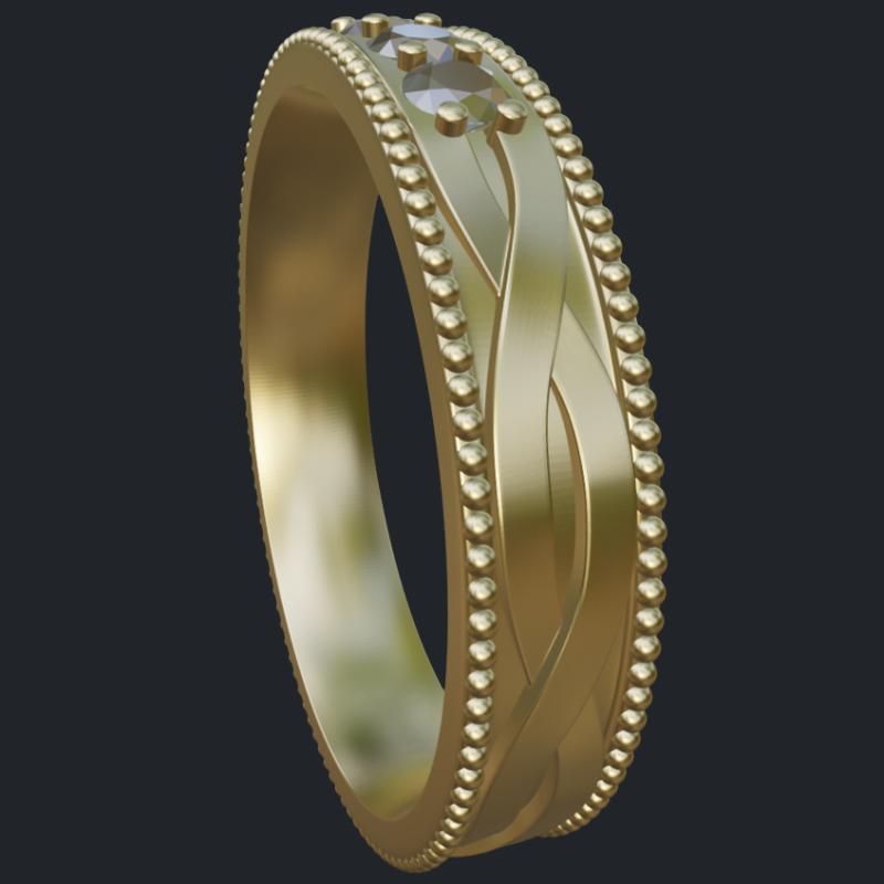 4 Diamonds Figure Eight Ring With Milgrain - Side