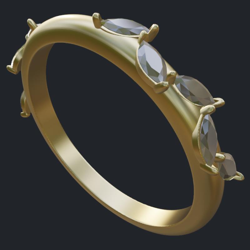 Matching Band with Marquise Accents - Side