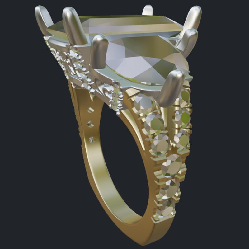 3 Stones Christian Ring - Side