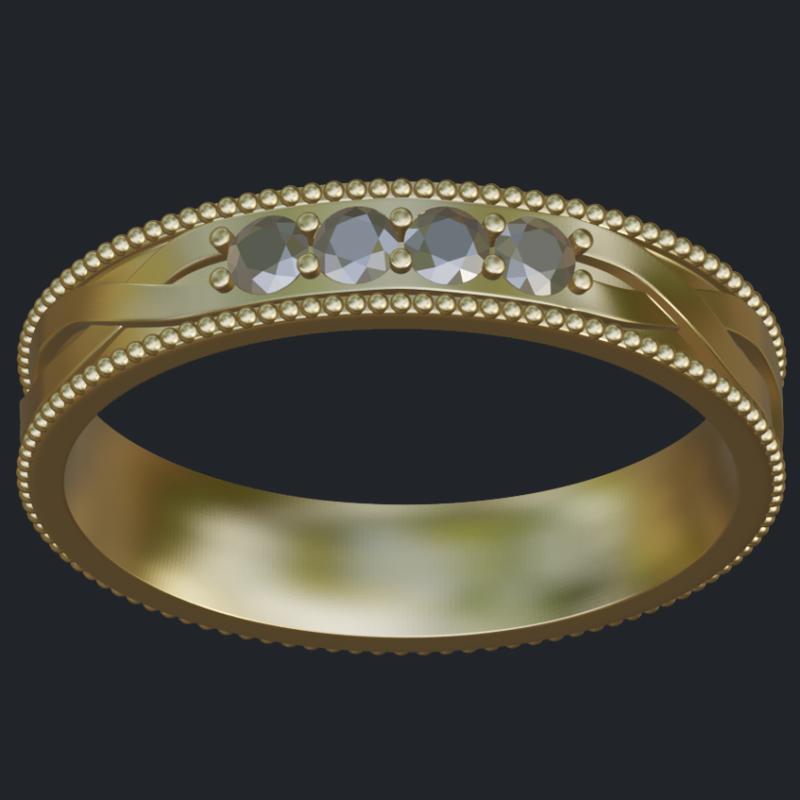 4 Diamonds Figure Eight Ring With Milgrain - Top