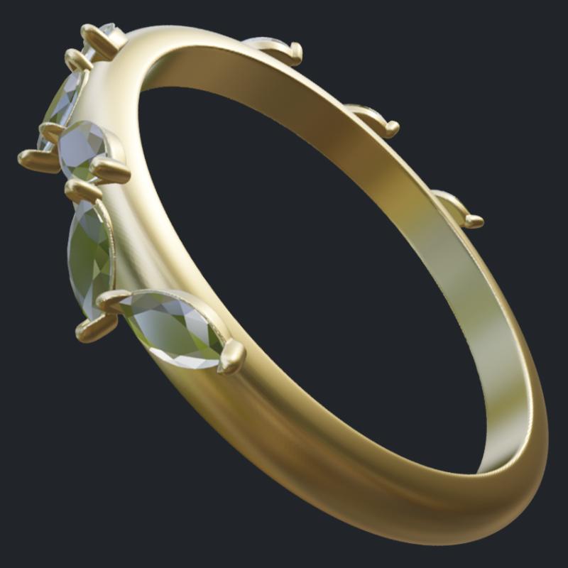 Matching Band with Marquise Accents - Back