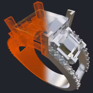 Oval Cut Diamond With Leave Shapes Solitaire - 3D