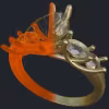 Engagement Ring with Shared Prongs for Side Stones - 3D