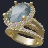 Oval Aquamarine Removable Head Diamond Halo Ring - Main