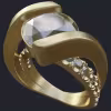 Solitaire with Floating Center on top of Diamond Band - Main