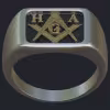 Two Tone Gold Masonic Ring With Black Rhodium - Front