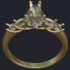 Engagement Ring with Shared Prongs for Side Stones - Front