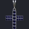 Sapphires Cross in 14k White Gold - Front