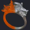Three Cushion Cut Ring - 3D
