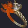 Toi et Moi Bypass Ring With Diamonds On Shank - 3D