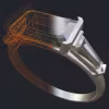 East-West Emerald Cut Diamond Ring with Baguette Accents - 3D