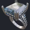 Emerald Cut Aquamarine Ring with Hidden Halo - Main