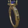 Round Sapphire Ring With Baguette Accents Ring - Side