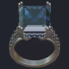 Emerald Cut Aquamarine Ring with Hidden Halo - Top