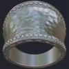 Hammered Finish Ring With Round Diamond Accents - Top