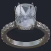 Elongated Cushion Hidden Halo Double Prongs Ring - Top