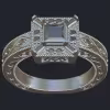 Princess &amp;amp; Round Diamonds Engagement Ring With Milgrain - Top