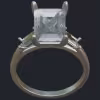 Tapered Setting Emerald Cut Diamond Ring - Top