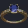 Round Sapphire Ring With Baguette Accents Ring - Top
