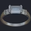 East-West Emerald Cut Diamond Ring with Baguette Accents No Gallery - Front