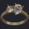 Toi et Moi Bypass Ring With Diamonds On Shank - Top