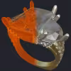 3 Stones Christian Ring - 3D