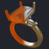 Emerald Cut Diamond Ring With Hidden Halo And Pear Shape Accents - 3D